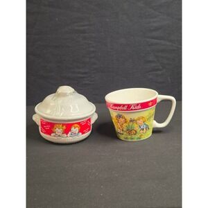Vintage Campbell Kids Soup Set Lidded Tureen and Mug 1998 2000 Ceramic Kitchen